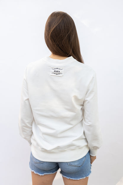 Sudadera Blanca Amapolas